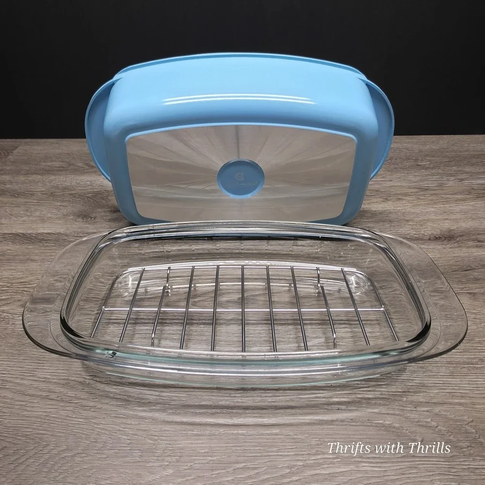 Cook' Essentials Blue 6 Qt Casserole Dish -  Cast Aluminum With Wire Rack - New‎